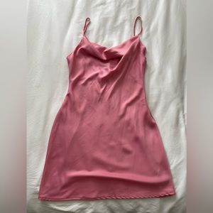 Pink Cowl Neck Mini Dress